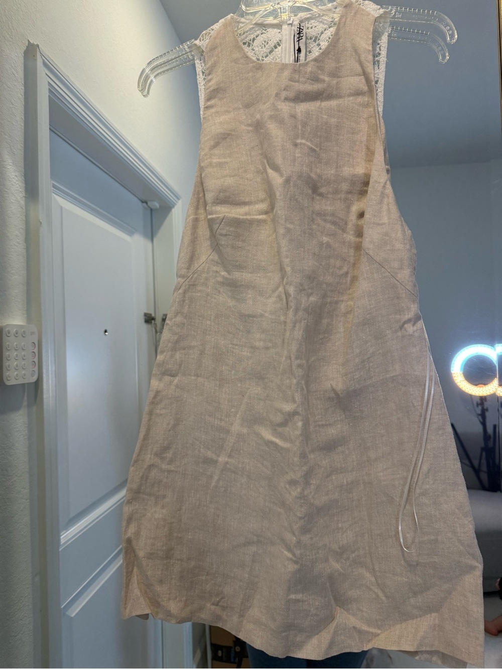 Zara Sleeveless A-Line Dress in Light Beige